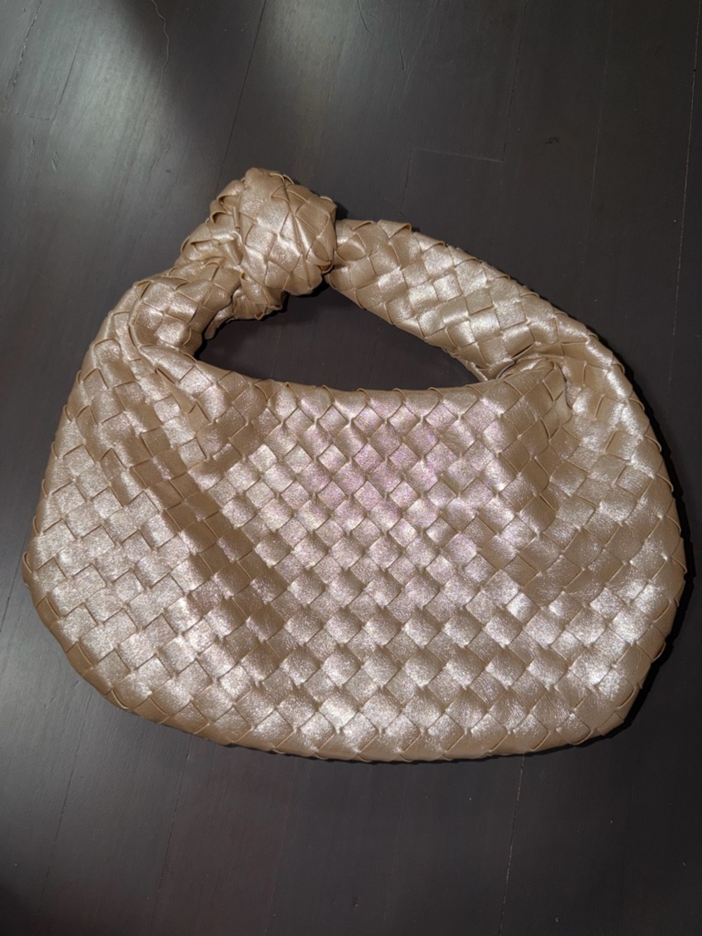 NWT Urban Expressions hobo champagne color vegan leather woven pattern